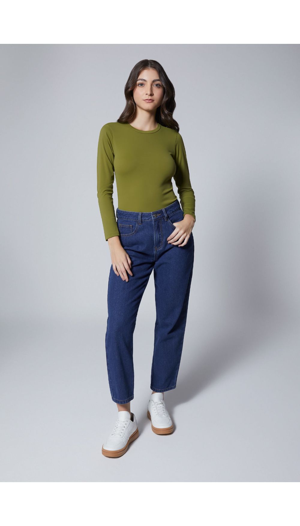 Blusa manga larga cuello redondo para mu