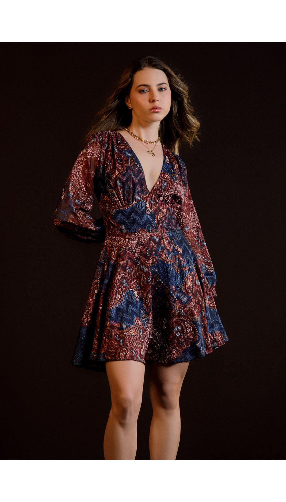 Vestido corto estampado para mujer