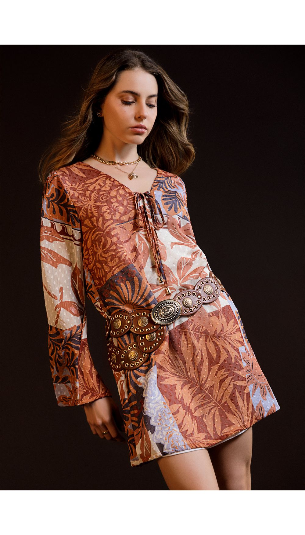 Vestido corto para mujer manga larga
