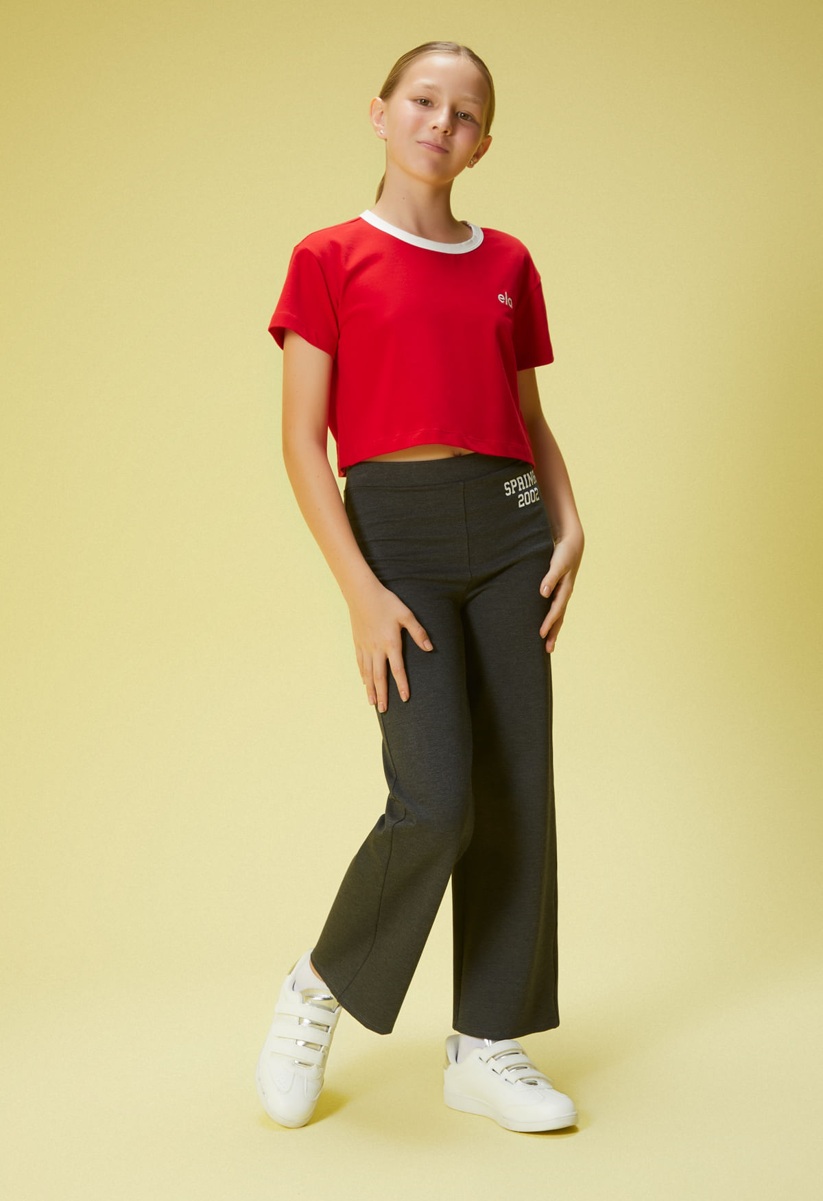 Camiseta boxy bordada para girl 06 rojoprada - Imagen principal