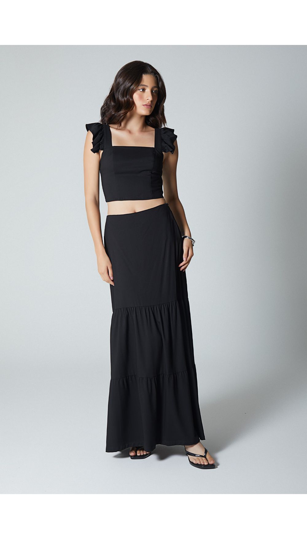 Conjunto falda larga para mujer con blusa crop