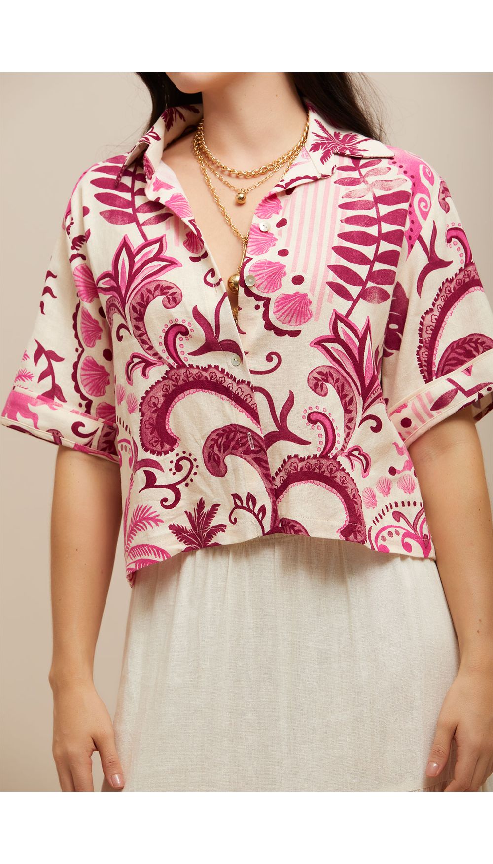 Blusa camisera boxy para mujer