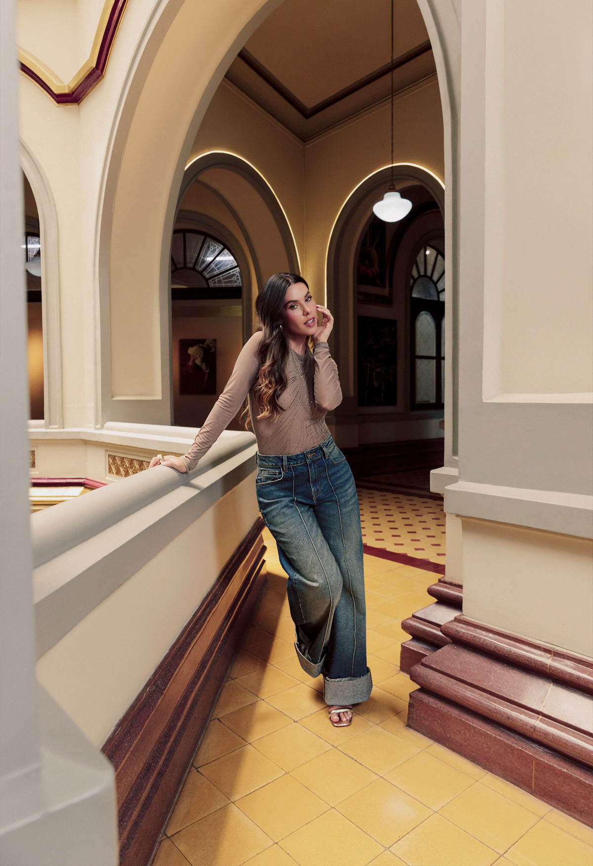 Jean para mujer palazzo tiro medio 06 azulindigooscuro - Imagen principal