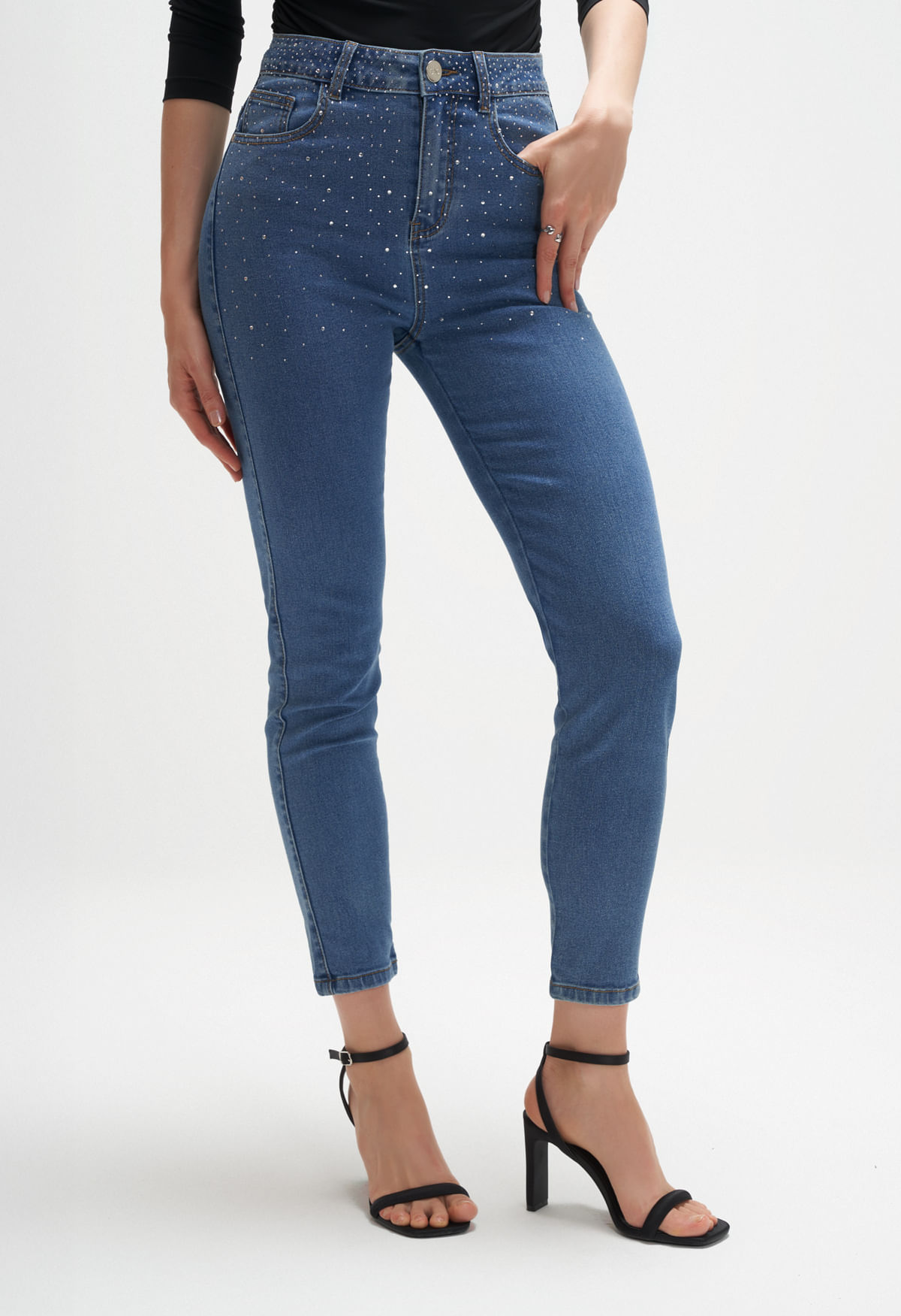 Jean para mujer tiro alto skinny 06 azulindigomedio - Imagen principal