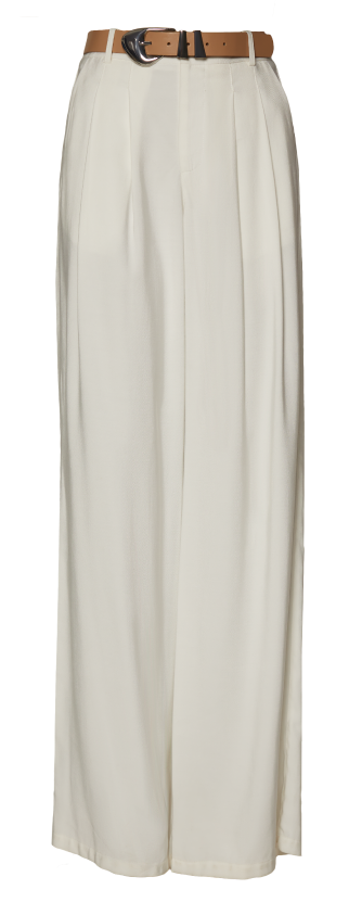 Foto de pantalon palazzo blanco con correa café de la marca ELA