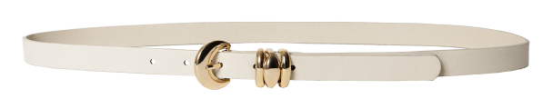 Cinturones para mujer en color blanco y delgado con detalles en dorado de la marca ELA