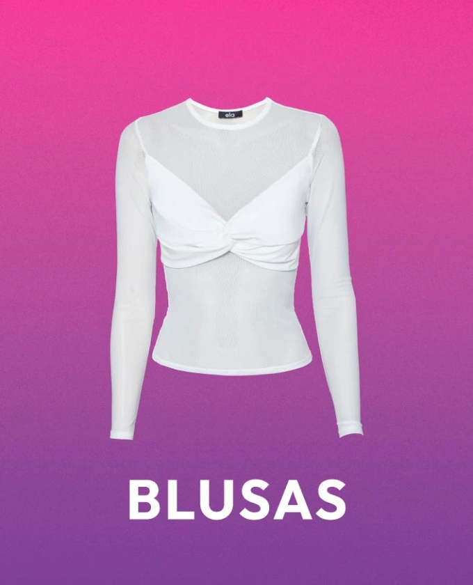 Mujer con blusa manga larga color blanco