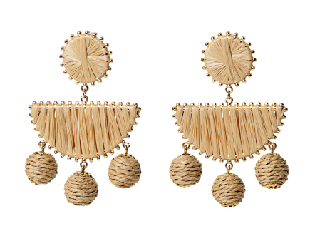 Foto de aretes largos para mujer en materiales orgánicos de la marca ELA